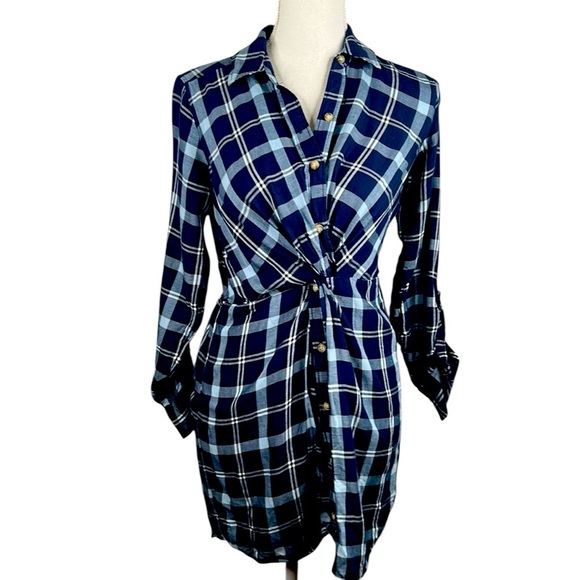 Abercrombie & Fitch Plaid Classic Preppy Button Down Mini Dress Size XS - Picture 1 of 8